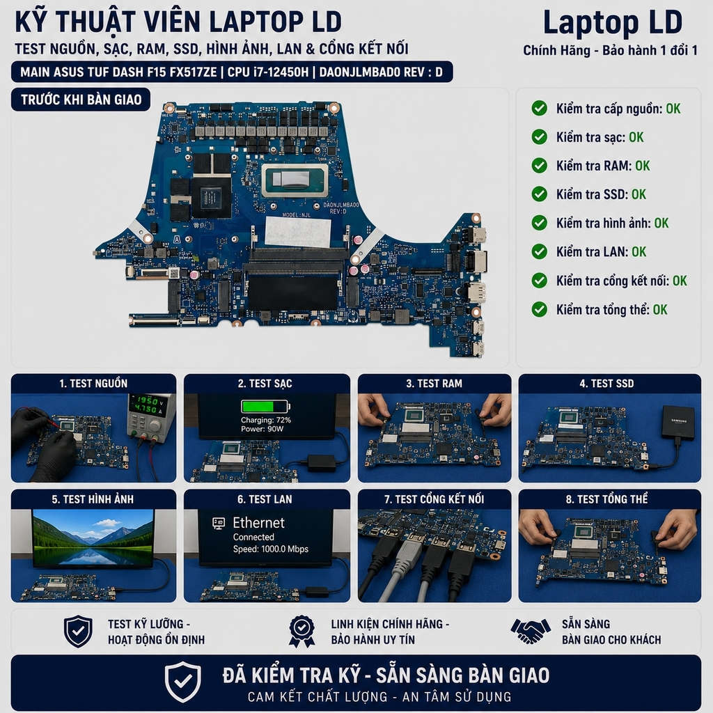 Main Asus TUF Dash F15 FX517ZE | CPU i7 12650H | DAONJLMBAD0 REV : D