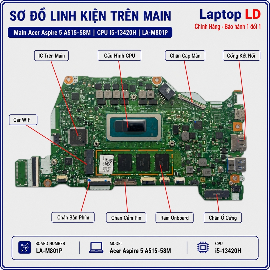 Main Acer Aspire 5 A515-58M | CPU i5 13420H | LA-M801P