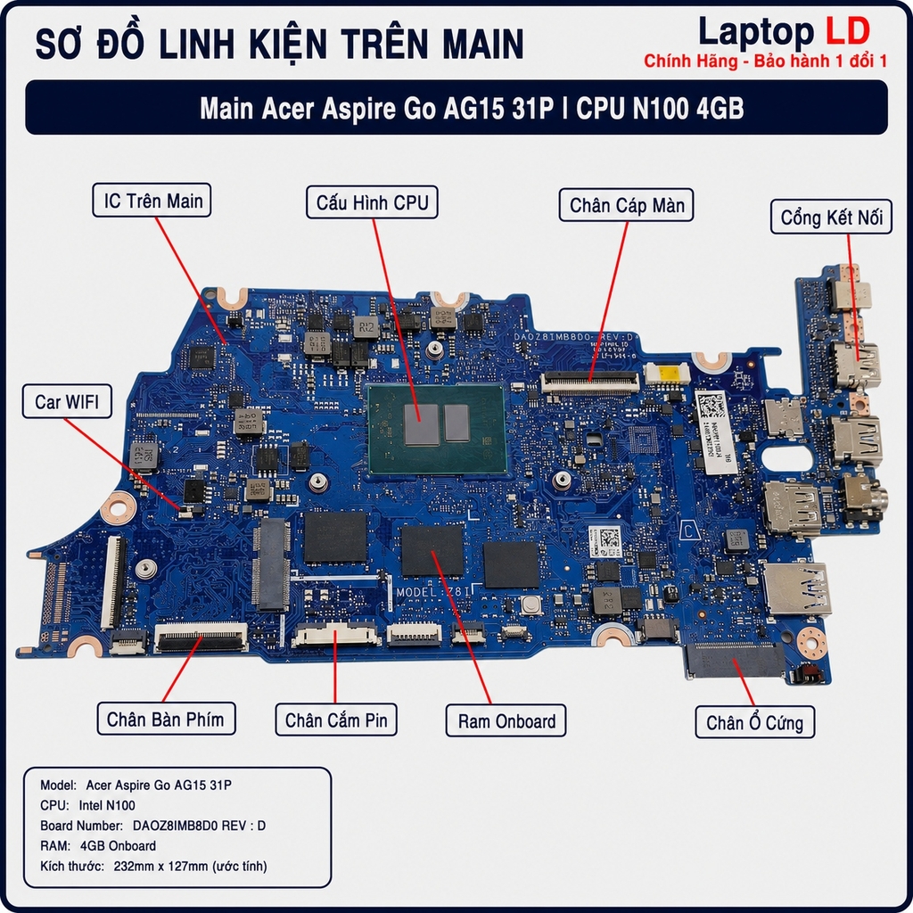 Main Acer Aspire Go AG15 31P | CPU N100 4GB