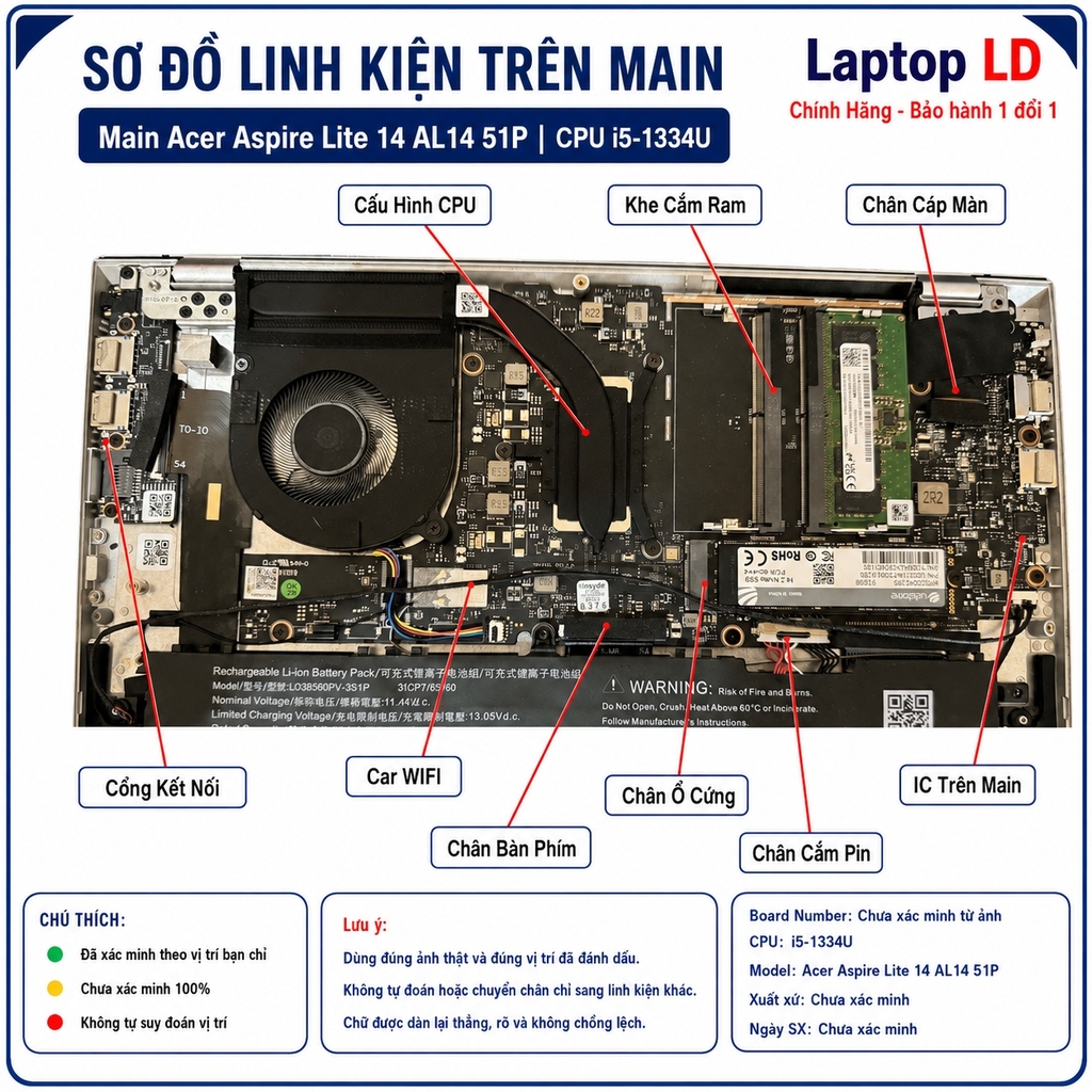 Main Acer Aspire Lite 14 AL14 51P | CPU i5-1334U