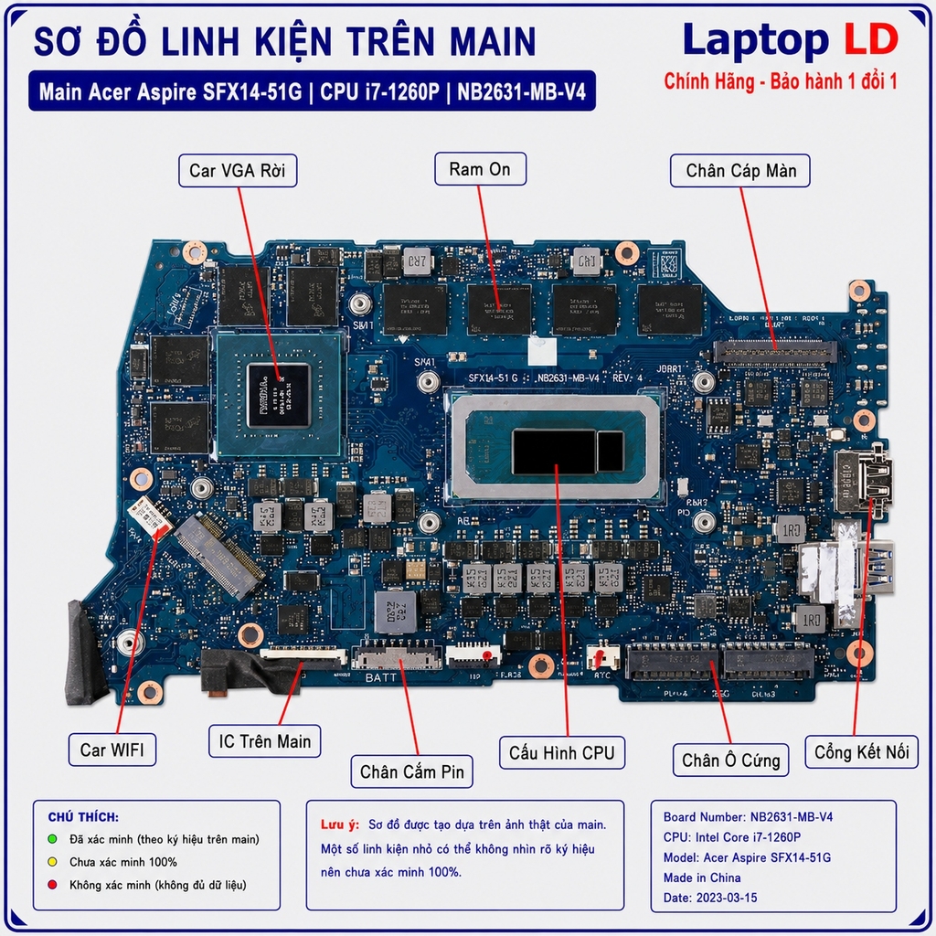 Main Acer Aspire SFX14-51G | CPU i7-1260P | NB2631-MB-V4