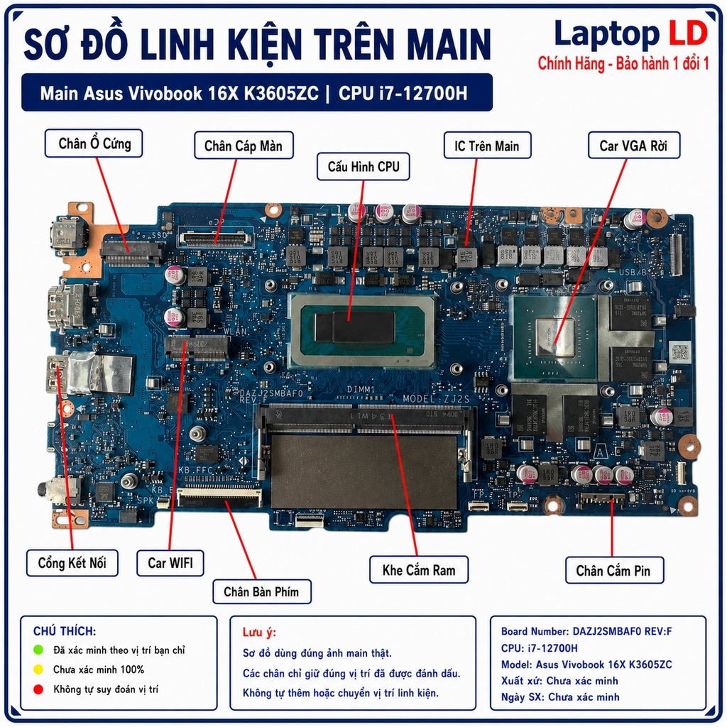 Main Asus Vivobook 16X K3605ZC | CPU I7-12700H