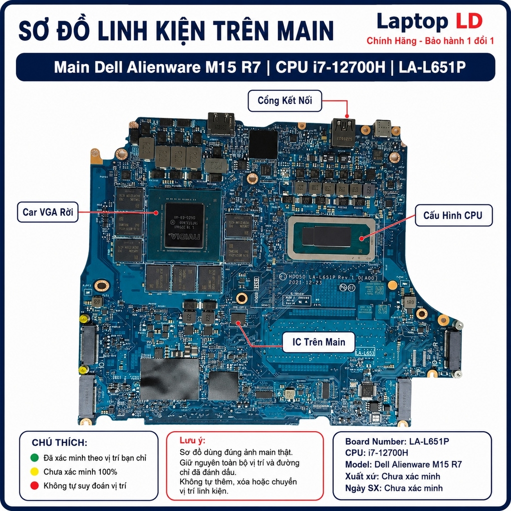 Main Dell Alienware M15 R7 | CPU i7-12700H | LA-L651P