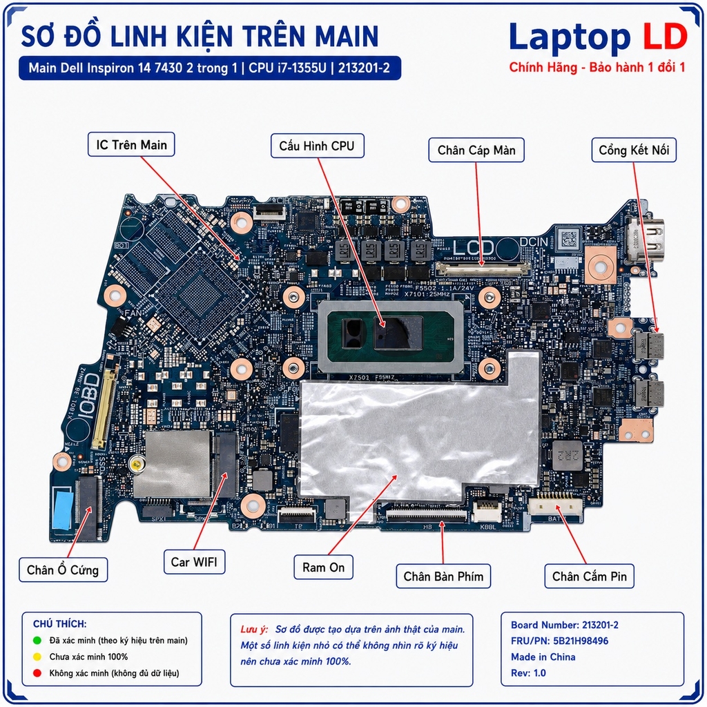 Main Dell Inspiron 14 7430 2 trong 1 | CPU i7-1355U | 213201-2