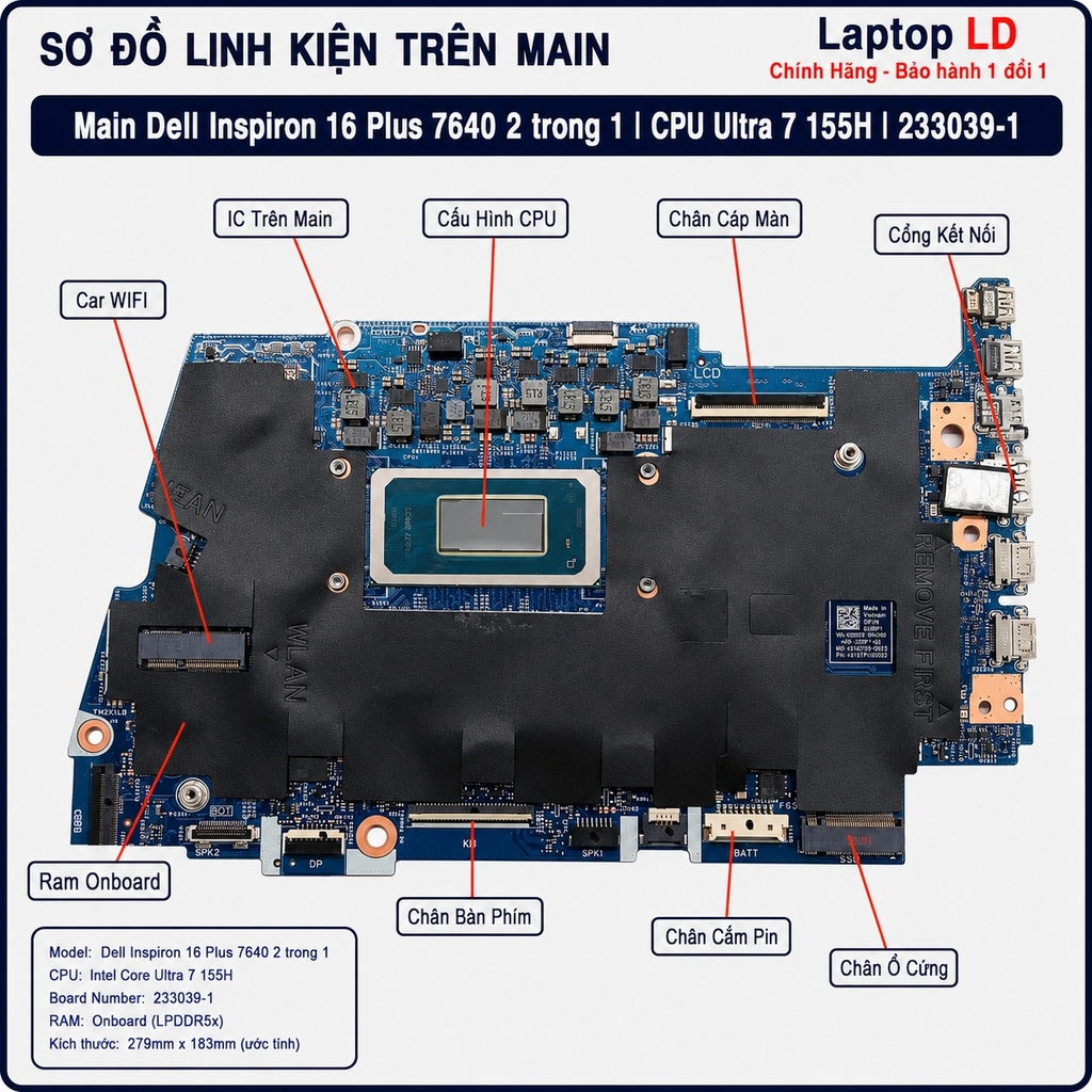 Main Dell Inspiron 16 Plus 7640 2 trong 1 | CPU Ultra 7 155H 233039-1