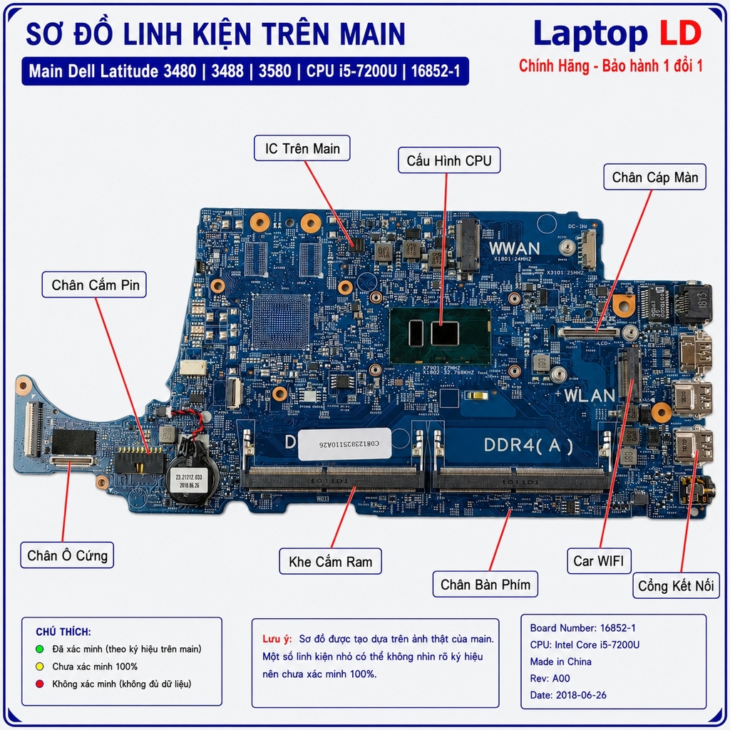 Main Dell Latitude 3480 | 3488 | 3580 | CPU i5-7200U | 16852-1