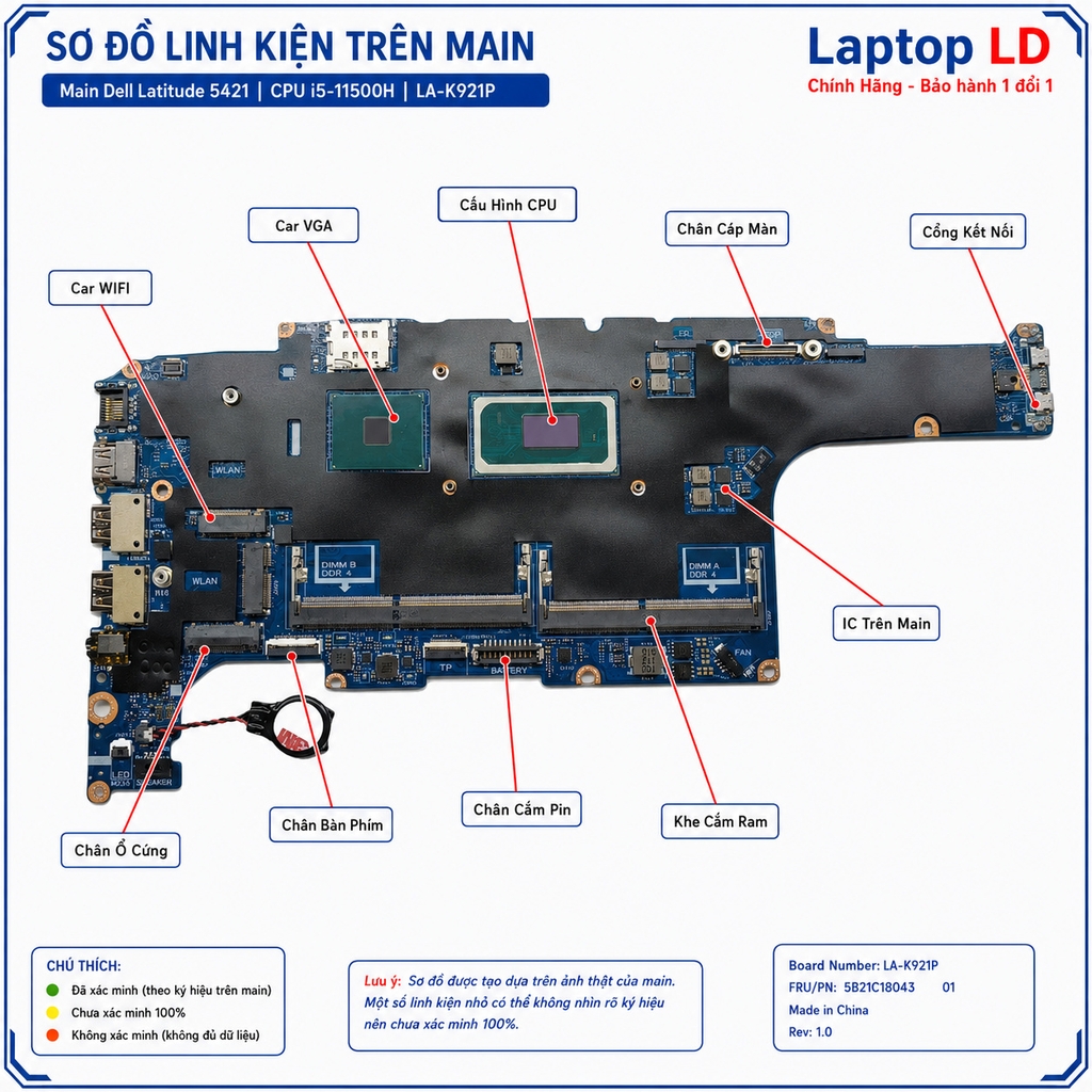 Main Dell Latitude 5421 | CPU i5-11500H | LA-K921P