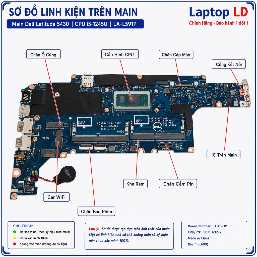 Main Dell Latitude 5430 | CPU i5-1245U | LA-L591P