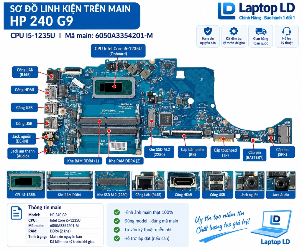 Main HP 240 G9 | CPU i5-1235U | 6050A3354201-M
