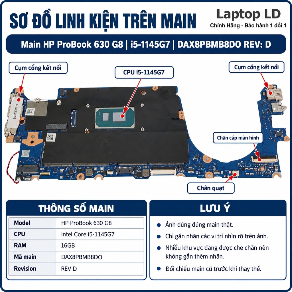 Main HP Probook 630 G8 Core i5-1145G7 | DAX8PBMB8DO REV : D