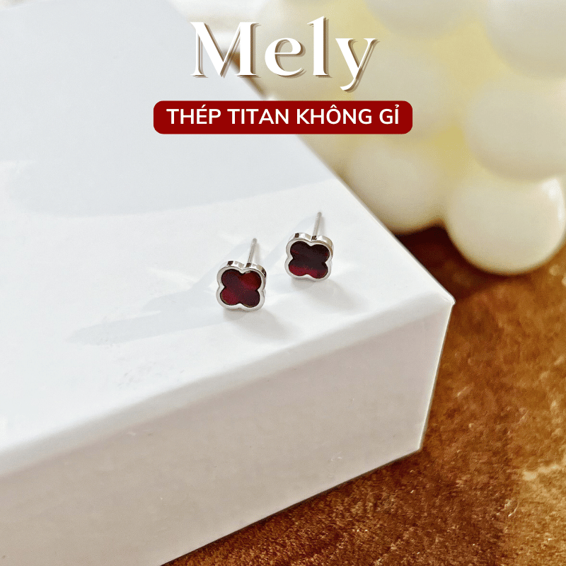 Bông tai titan cỏ 4 lá nhỏ TT156