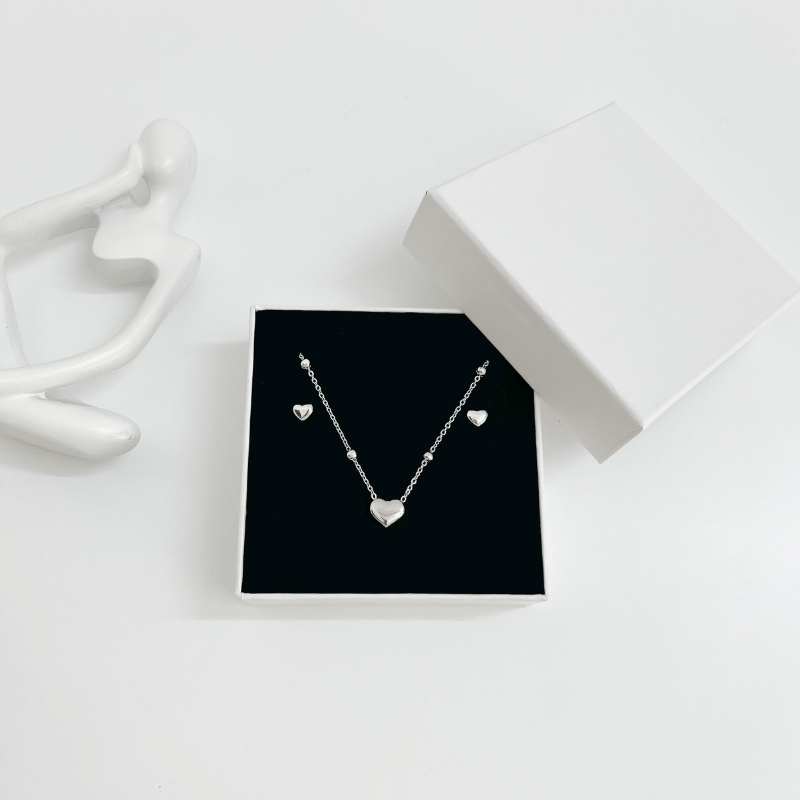 Bộ trang sức  Thép Titan không gỉ hình Tim +Hộp SET38