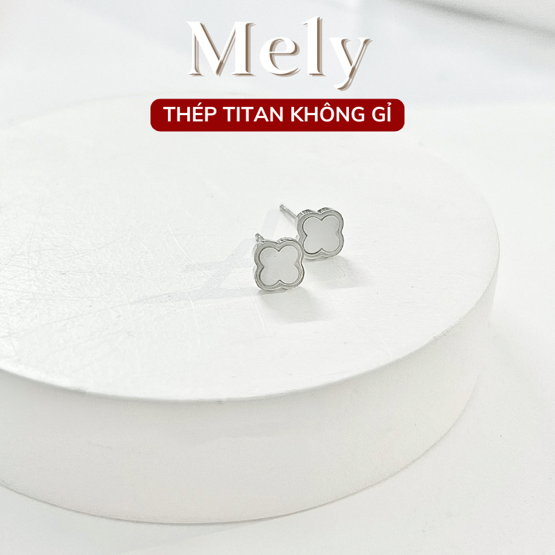 Bông tai titan cỏ 4 lá nhỏ TT156