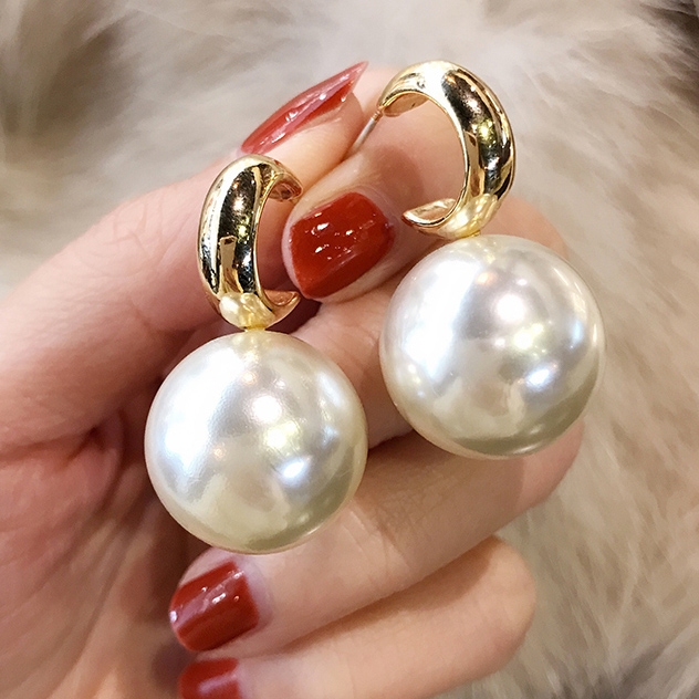 BÔNG TAI NGỌC TRAI VÀNG DẠNG MÓC H70