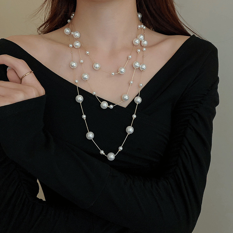Dây chuyền ngọc trai nhân tạo đính đá N37
