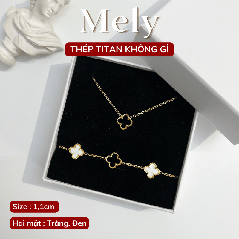 Bộ trang sức Thép Titan không gỉ cỏ bốn lá + Hộp SET33