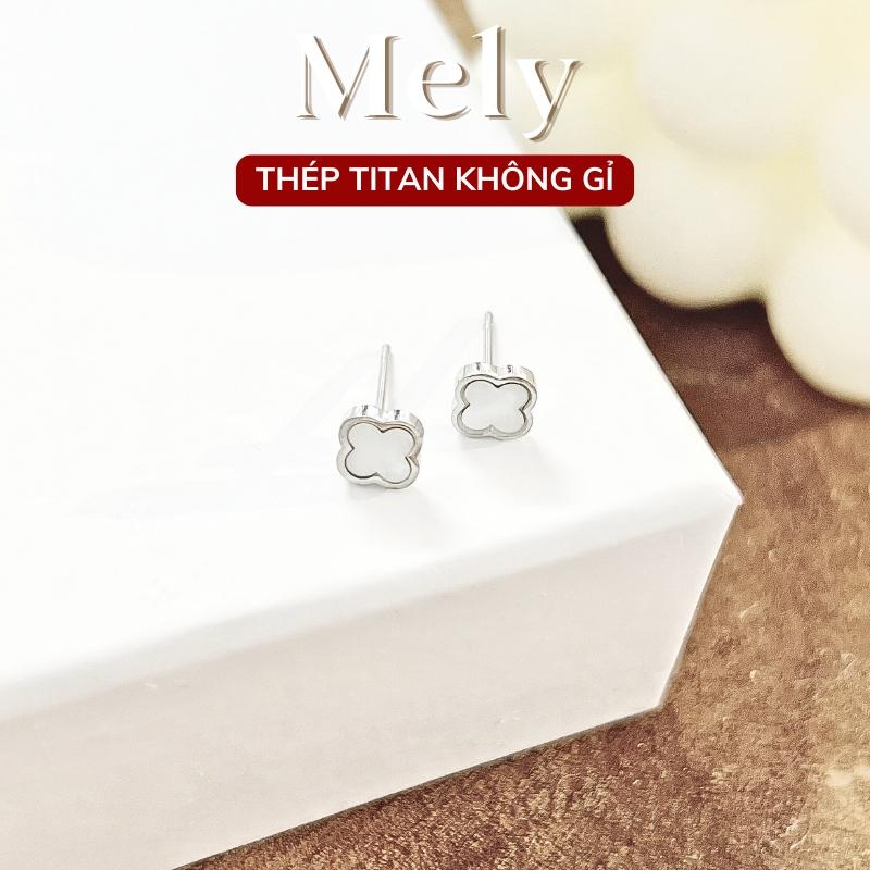 Bông tai titan cỏ 4 lá nhỏ TT156