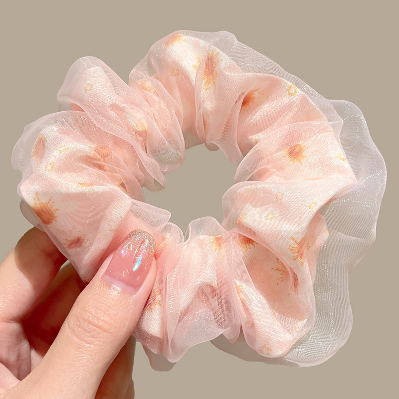 Buộc tóc Scrunchies voan 2 lớp nữ tính dể thương T22
