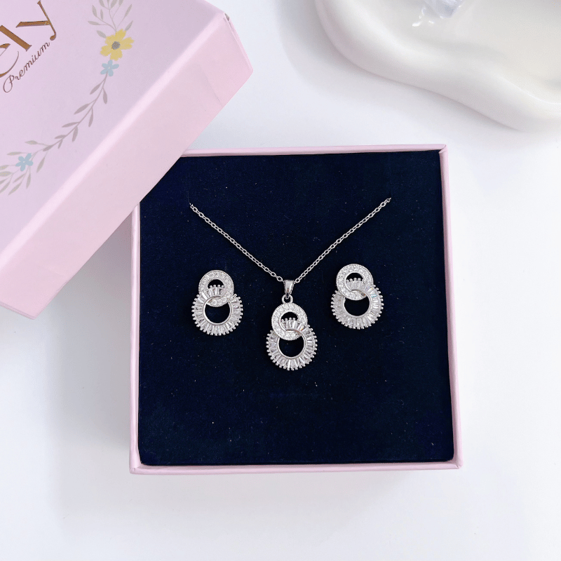 Bộ trang sức đính đá dáng tròn SET40