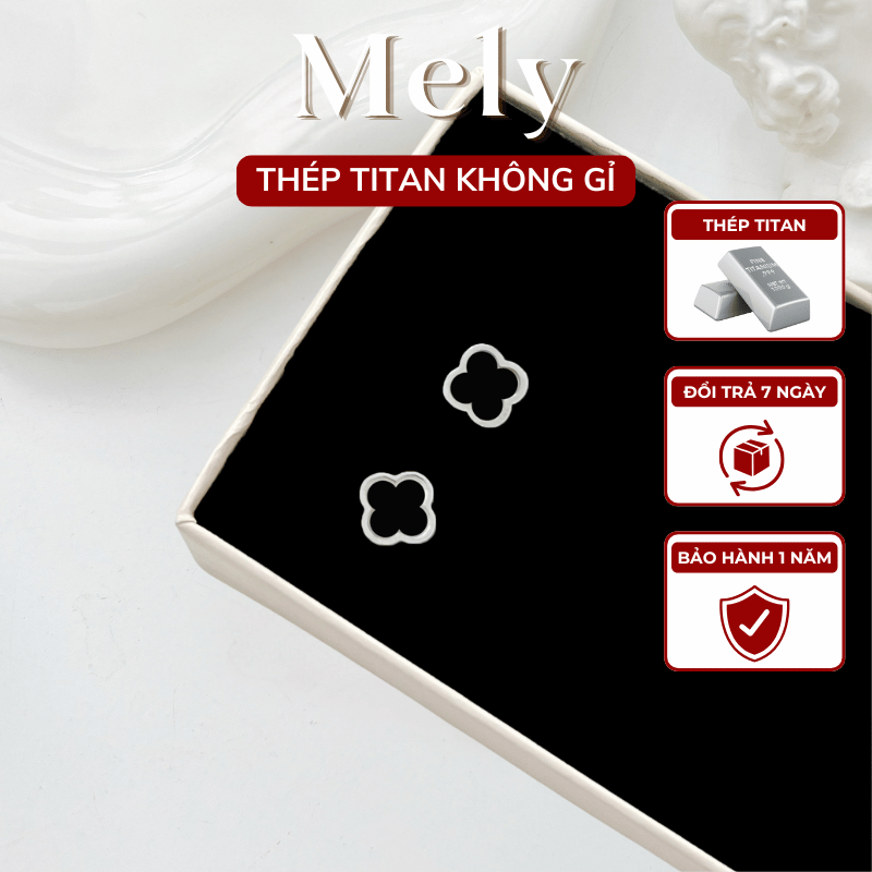 Bông tai titan cỏ 4 lá nhỏ TT156