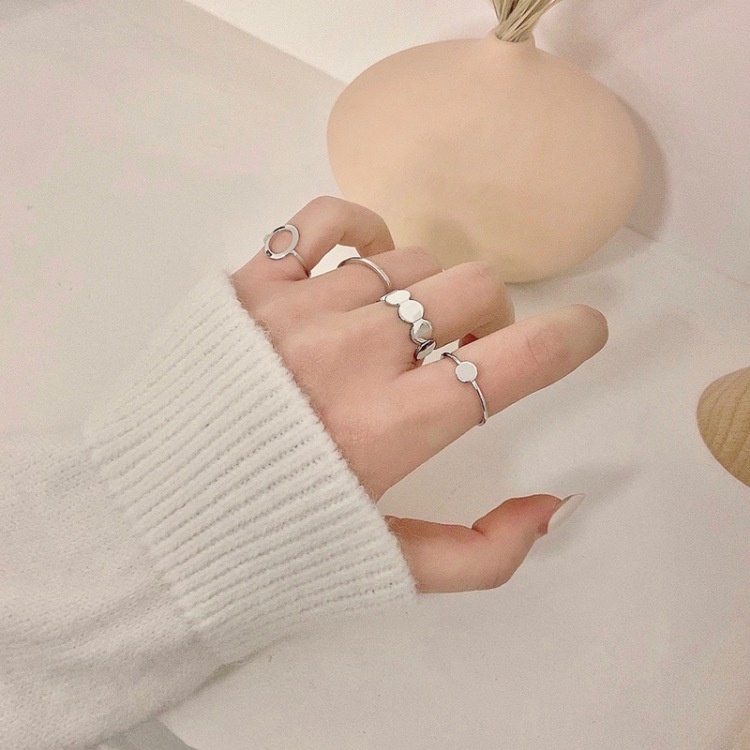 Set nhẫn unisex cá tính hiện đại Mely D109