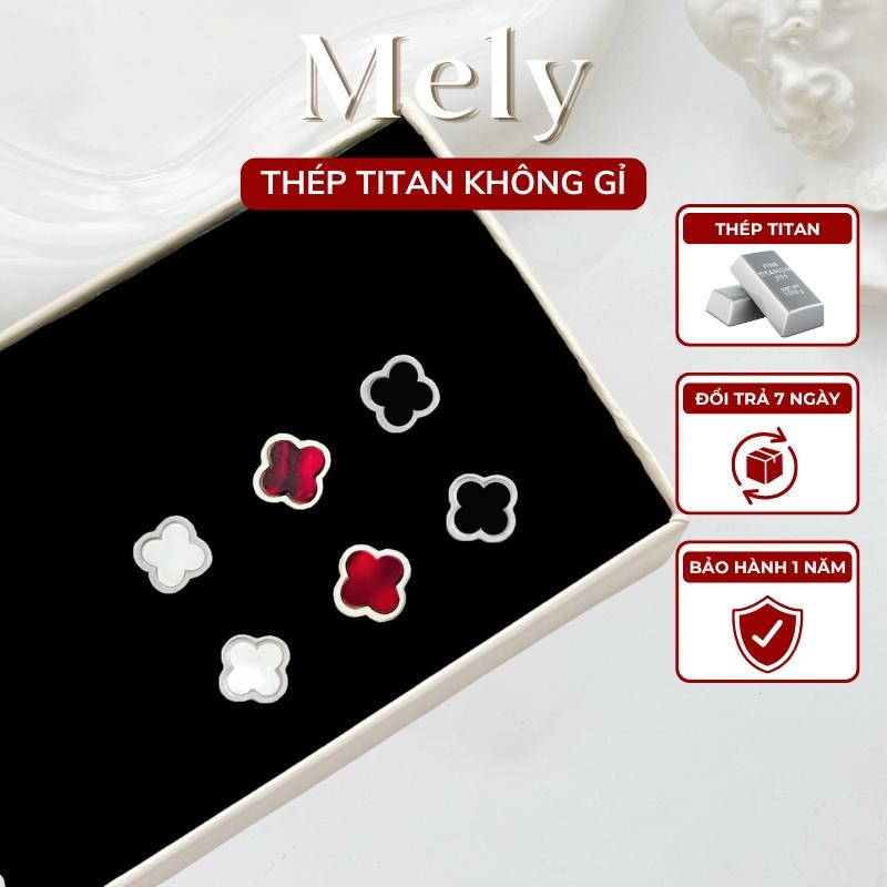 Bông tai titan cỏ 4 lá nhỏ TT156