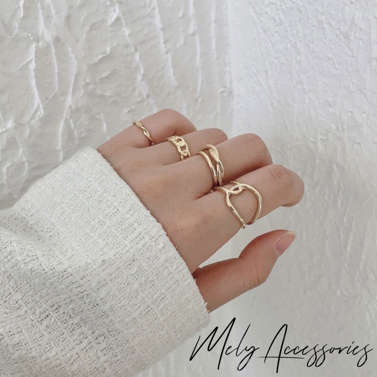 Set nhẫn mắt xích unisex cá tính D111
