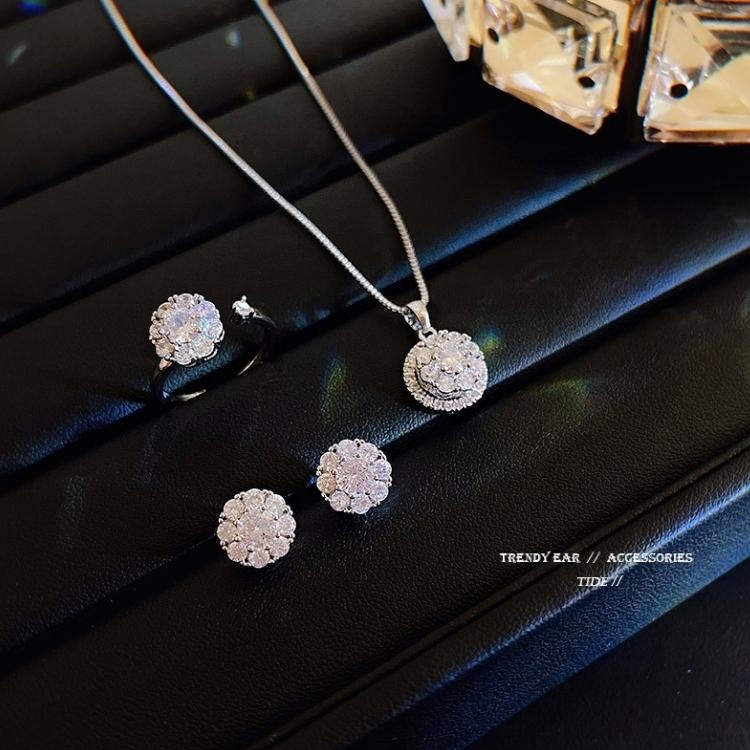 Bộ trang sức dây chuyền bông tai zircon đá xoay cao cấp SET10 VV34-1 VV34-2 VV34-3