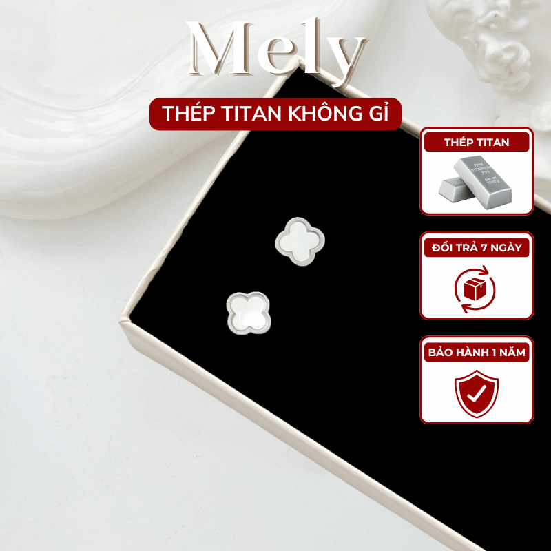 Bông tai titan cỏ 4 lá nhỏ TT156