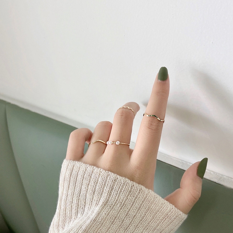 SET 5 NHẪN MẠ VÀNG ĐÍNH NGỌC TRAI D59