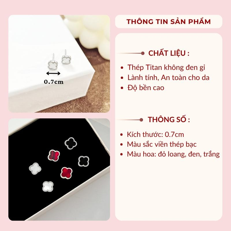 Bông tai titan cỏ 4 lá nhỏ TT156
