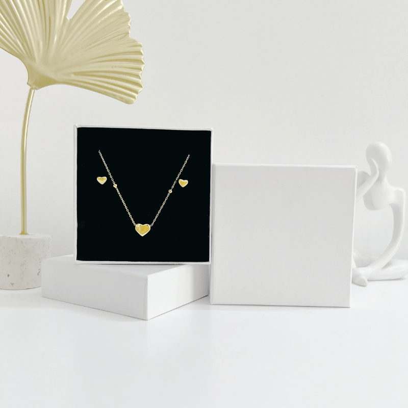 Bộ trang sức  Thép Titan không gỉ hình Tim +Hộp SET38
