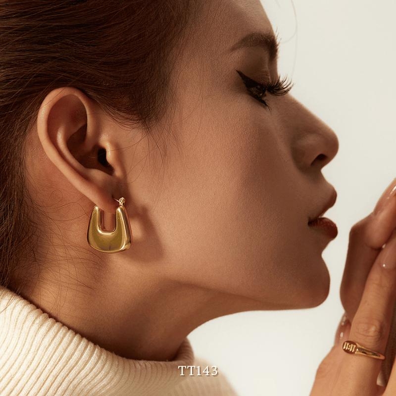 Bông tai Thép Titan không gỉ dạng vuông TT143