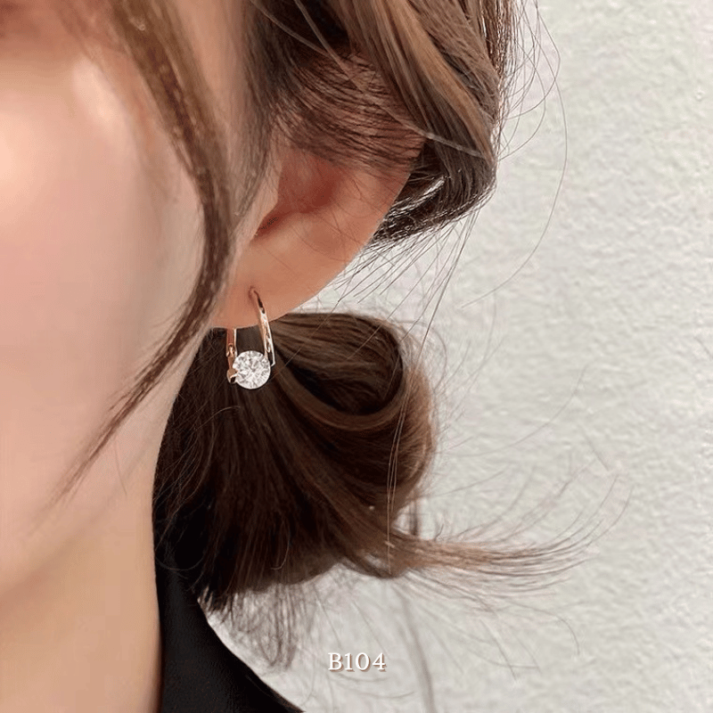 Bông tai nữ đính đá phụ kiện trang sức đơn giản B104
