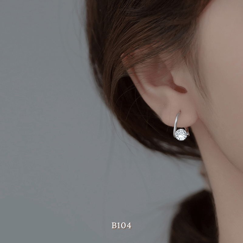 Bông tai nữ đính đá phụ kiện trang sức đơn giản B104