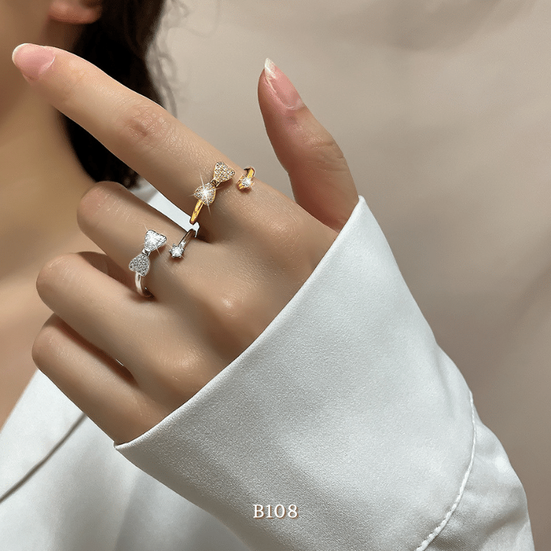 Nhẫn nữ hình nơ đính đá phụ kiện trang sức sang trọng B108