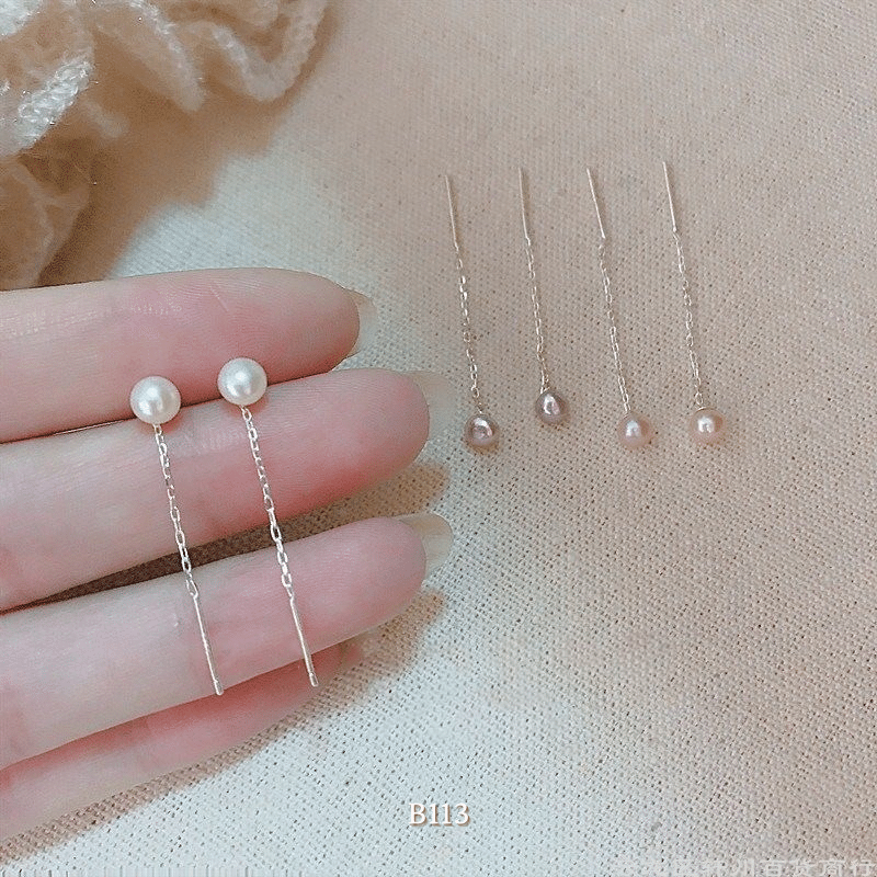 Bông tai nữ ngọc trai nhân tạo nhỏ thả nhẹ nhàng thanh lịch B113