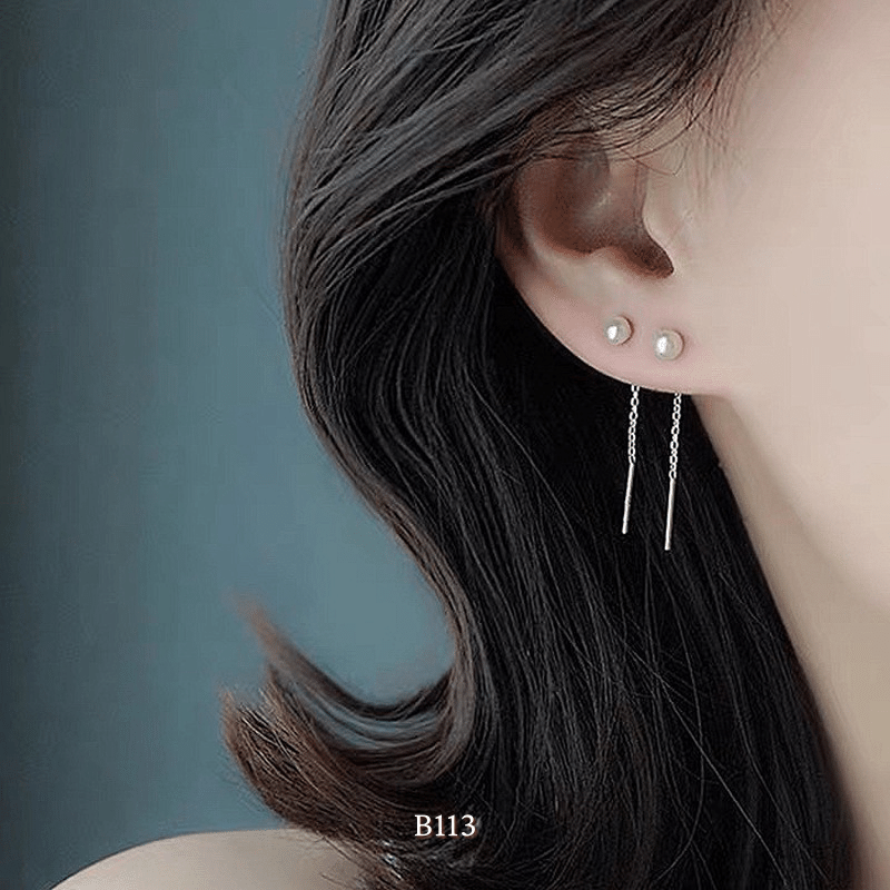 Bông tai nữ ngọc trai nhân tạo nhỏ thả nhẹ nhàng thanh lịch B113