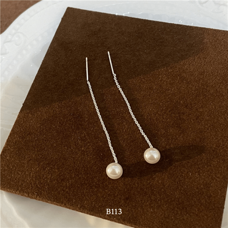 Bông tai nữ ngọc trai nhân tạo nhỏ thả nhẹ nhàng thanh lịch B113