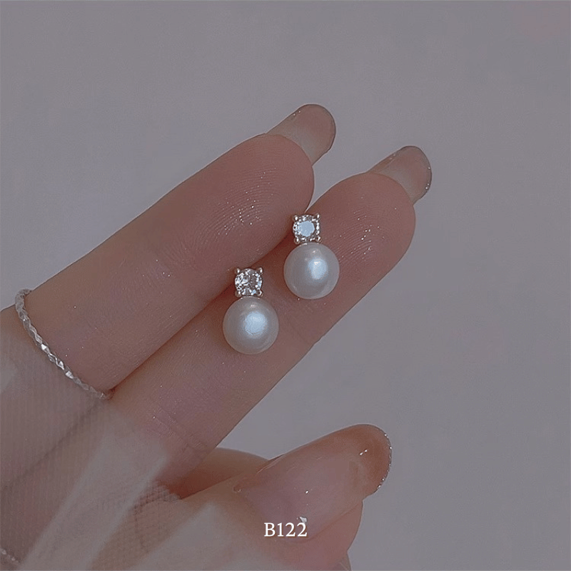 Bông tai nữ ngọc trai nhân tạo thiết kế Retro đơn giản sang trọng -  B122