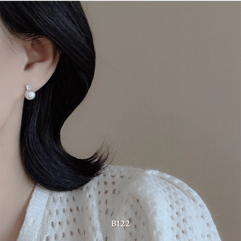 Bông tai nữ ngọc trai nhân tạo thiết kế Retro đơn giản sang trọng -  B122