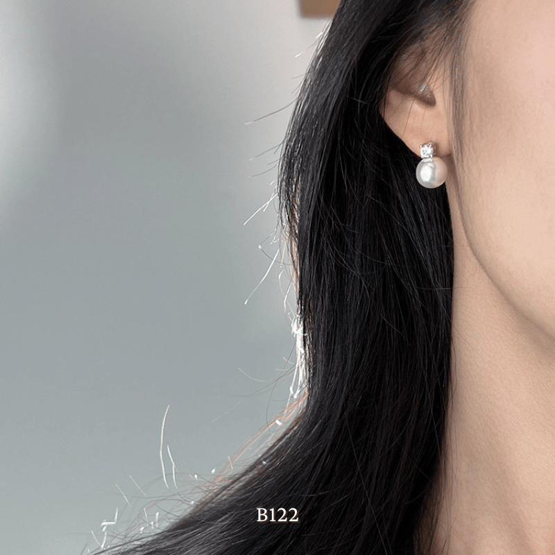Bông tai nữ ngọc trai nhân tạo thiết kế Retro đơn giản sang trọng -  B122