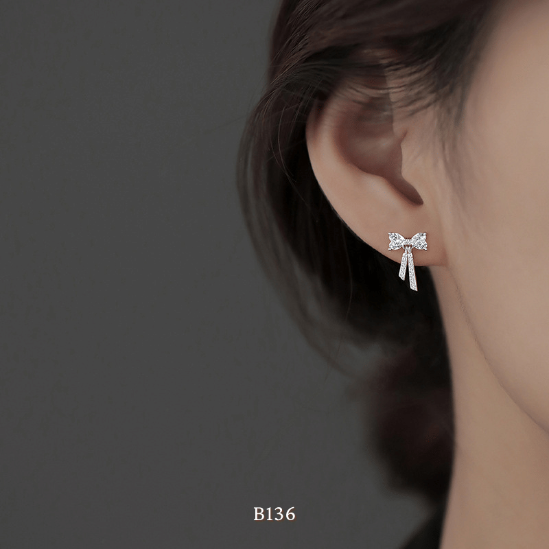 Bông tai đính đá hình nơ B136