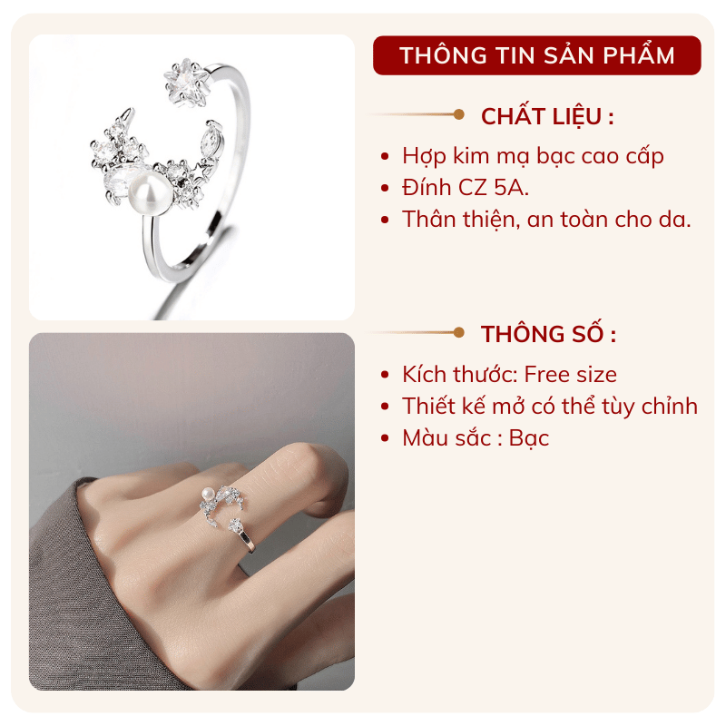 Nhẫn đính đá mặt trăng B140