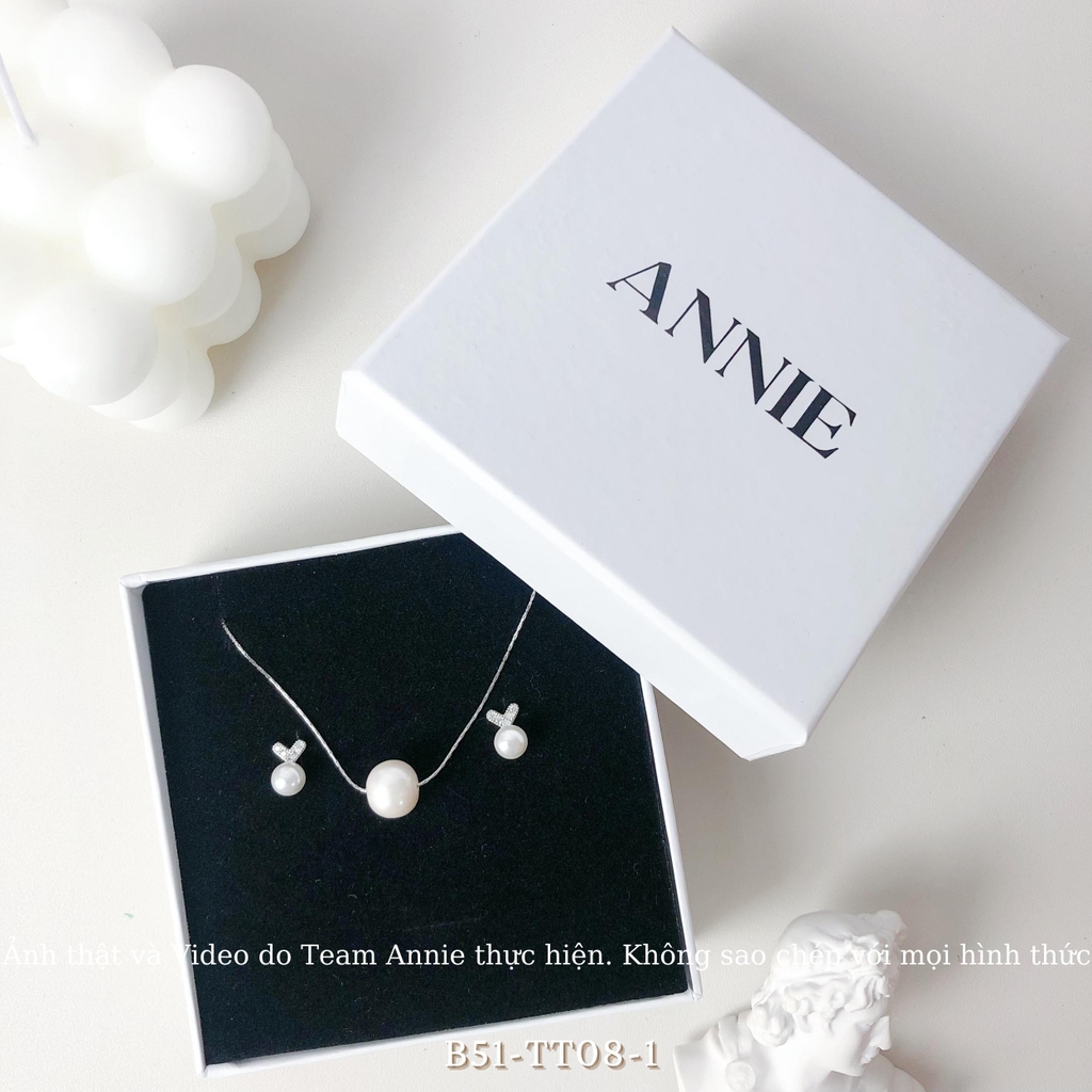 Bộ trang sức dây chuyền bông tai ngọc trai nhân tạo sang trọng SET01 B51 TT08-1