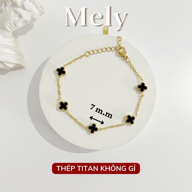 Vòng tay Thép Titan không gỉ  cỏ bốn lá loại 1.1cm TT115