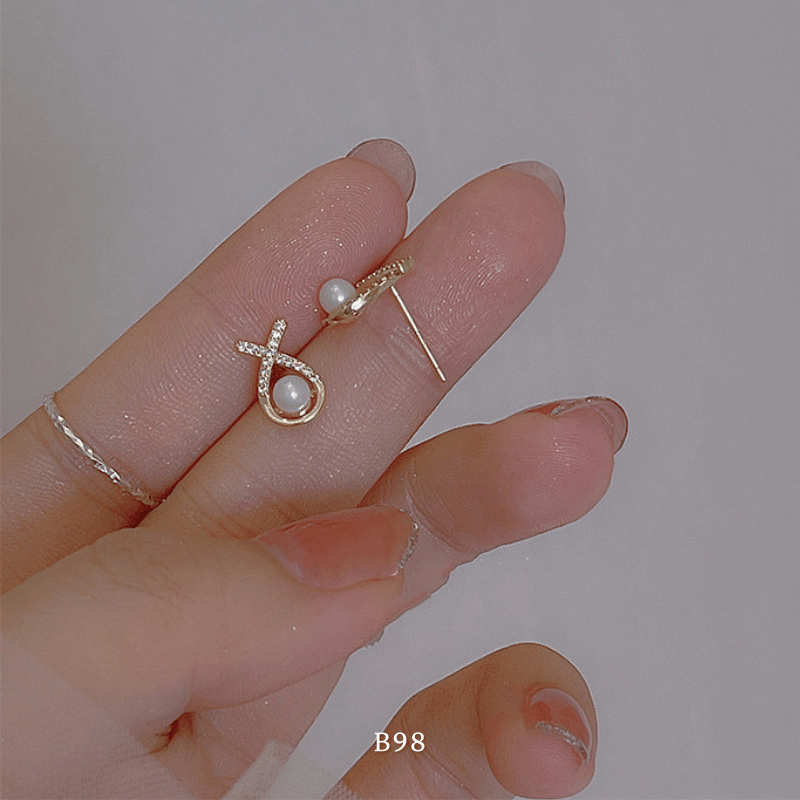 Bông tai nữ hạt ngọc trai nhân tạo phụ kiện trang sức basic đơn giãn B98