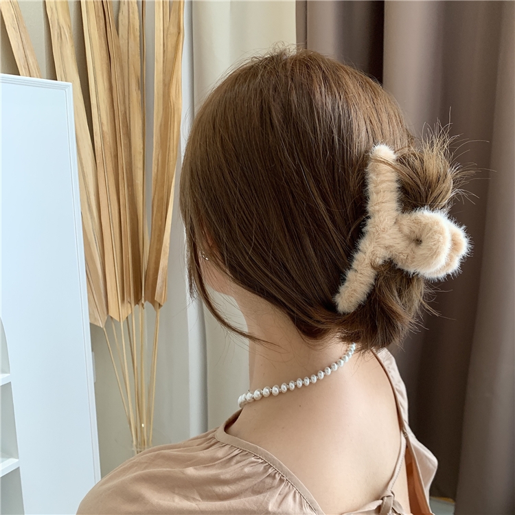 Kẹp tóc càng cua phối lông nữ tính thời trang hottrend Hàn Quốc Mely