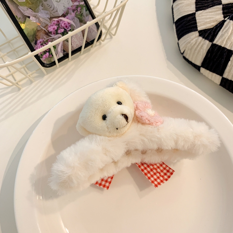Kẹp tóc phủ lông đính Gấu T14