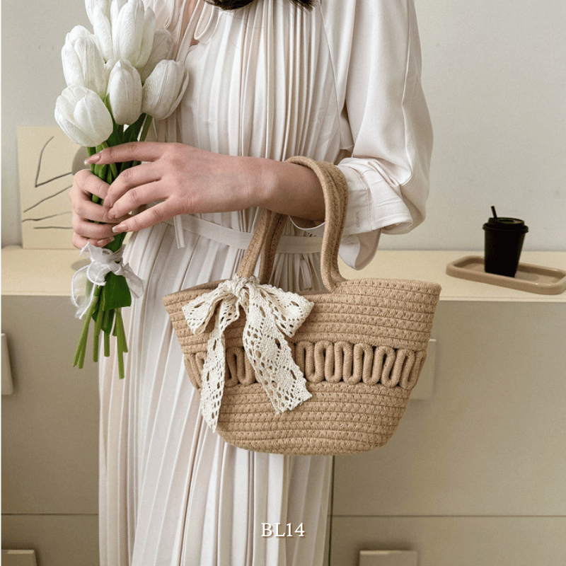 Túi xách cotton dạng thắt nơ BL14